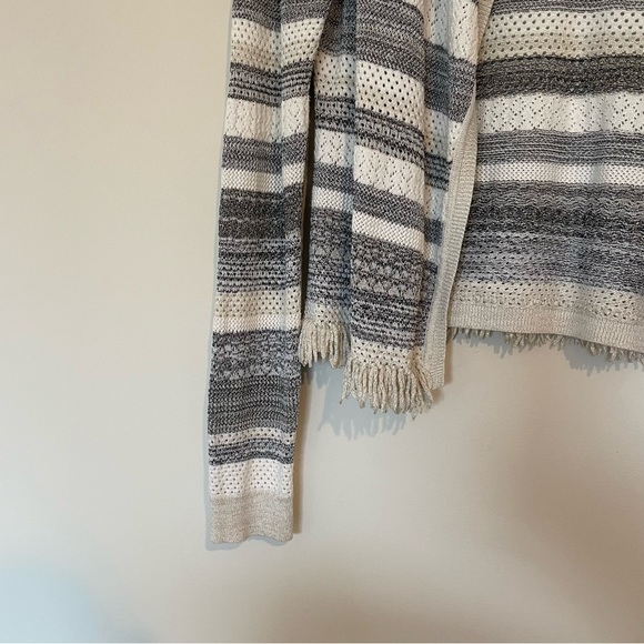 WHBM Metallic Stripe Fringe Open Cardigan - Picture 4 of 6